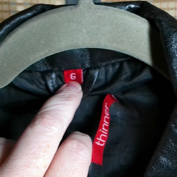 Large Black Leather Pig Skin Jacket - Picture 4 of 6